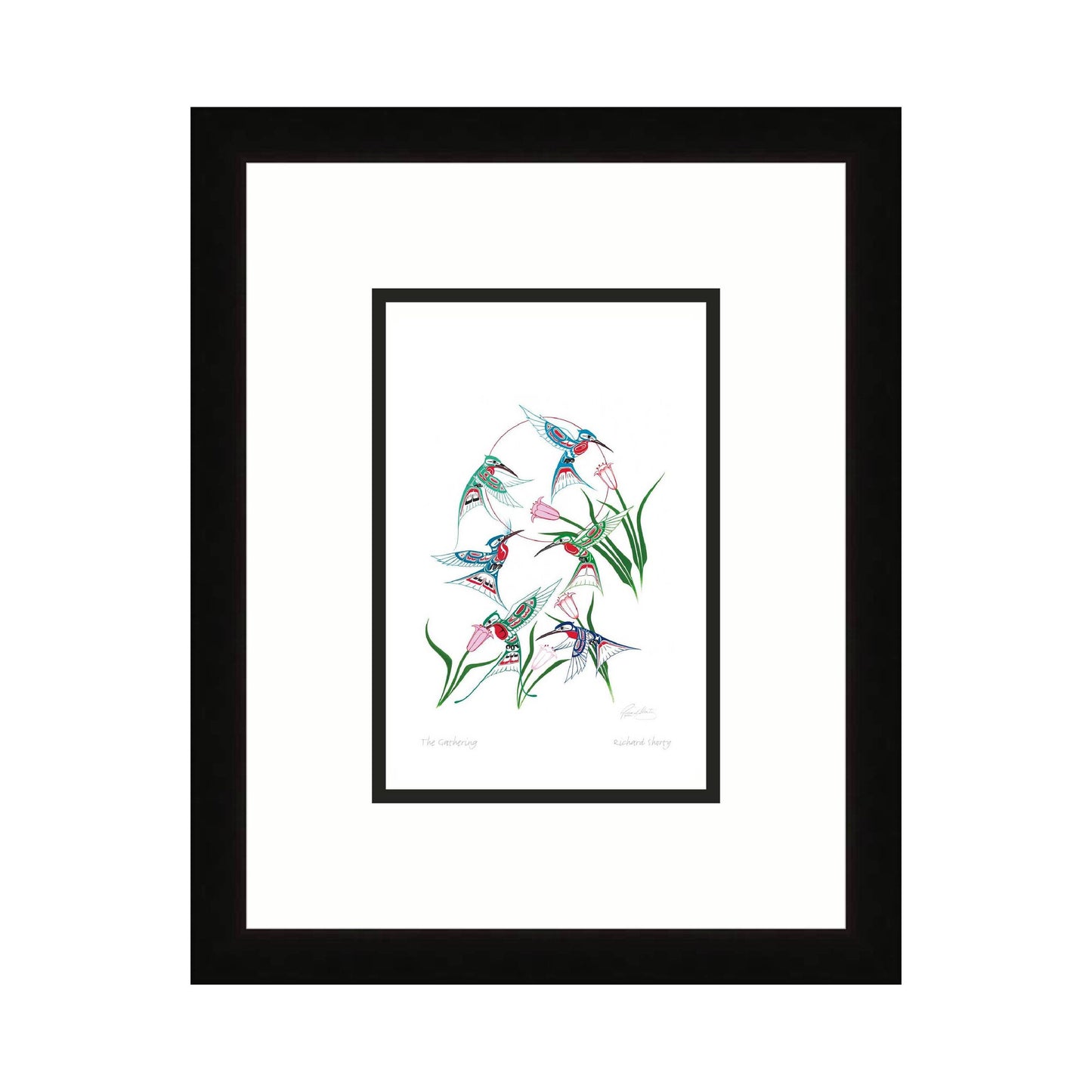 The Gathering by Richard Shorty, Indigenous Art Card, Hummingbird Framed Art Card