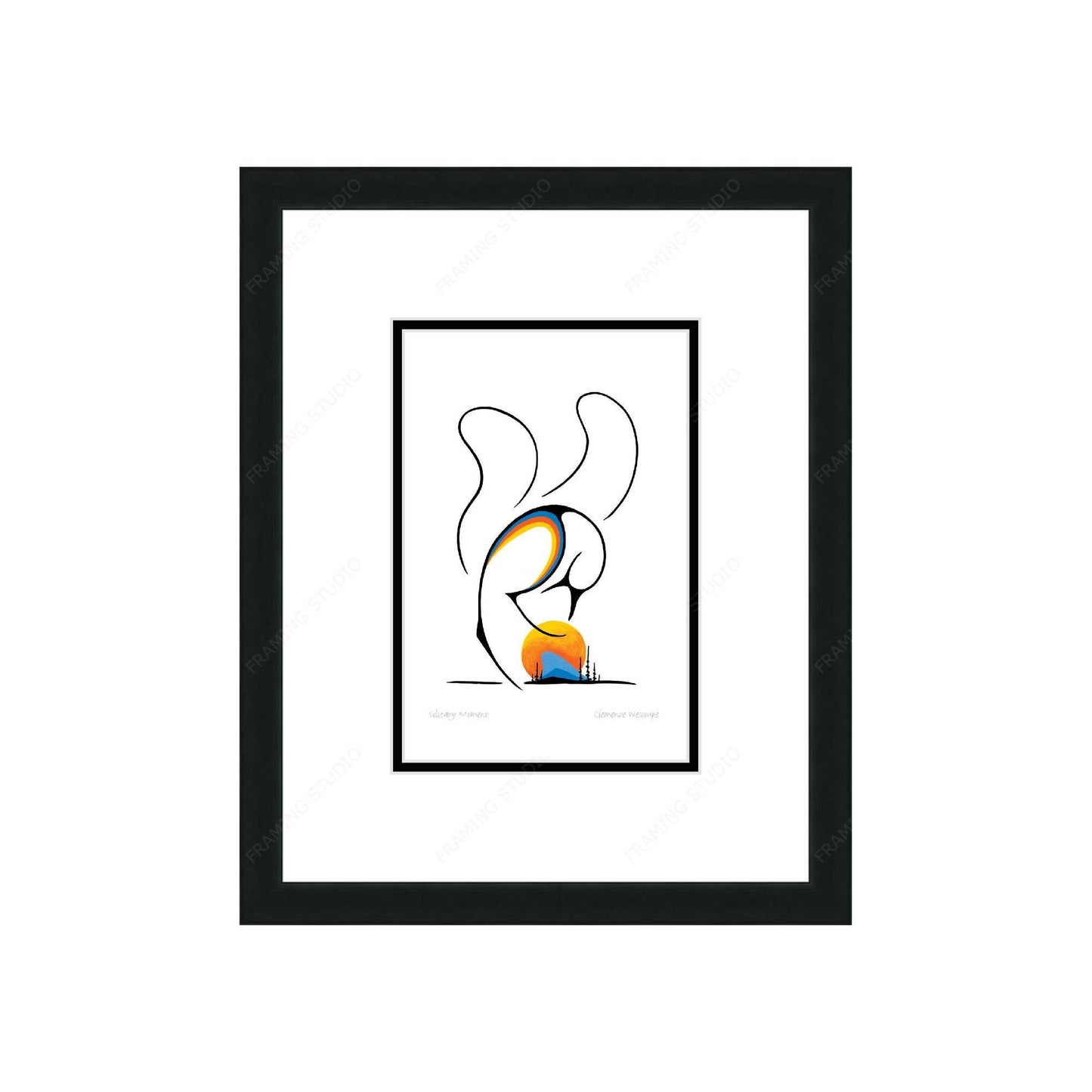 Solitary Moment by Clemance Wescoupe, Indigenous Inuit Art Card, Aboriginal Decor, Framed Art Card