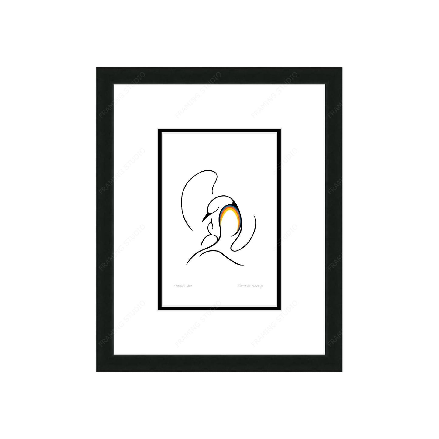 Mother’s Love by Clemance Wescoupe, Indigenous Inuit Art Card, Aboriginal Decor, Framed Art Card