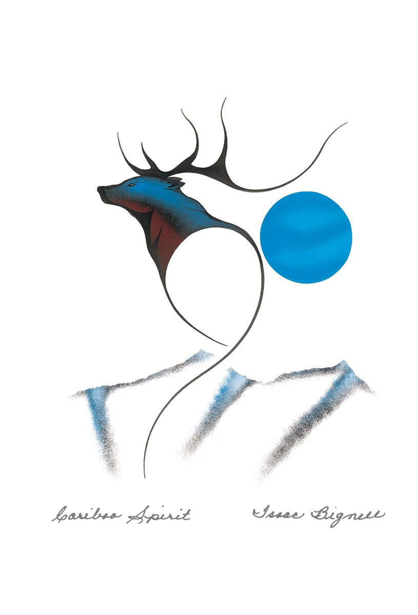 Cariboo Spirit by Isaac Bignell, Indigenous Art Card, Native Decor, Framed Art Card