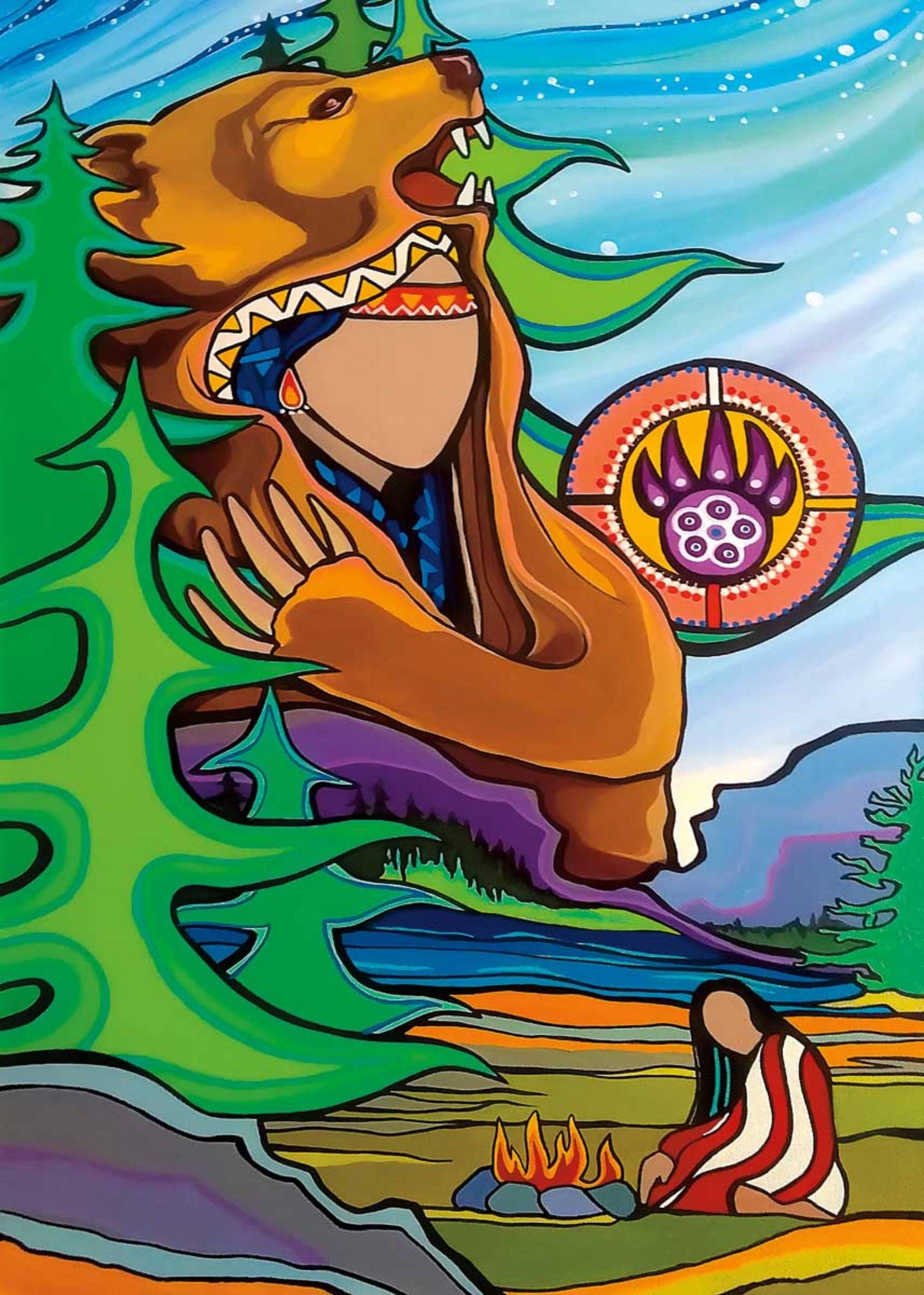 The Guardian by Pam Cailloux, Indigenous Art Card, Framed Art Card, Métis Artist
