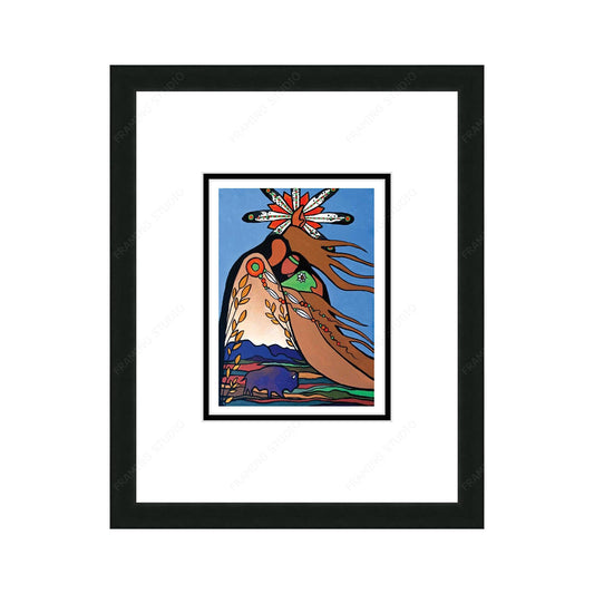 Mother Earth And Father Sky by Pam Cailloux, Indigenous Art Card, Framed Art Card, Métis Artist