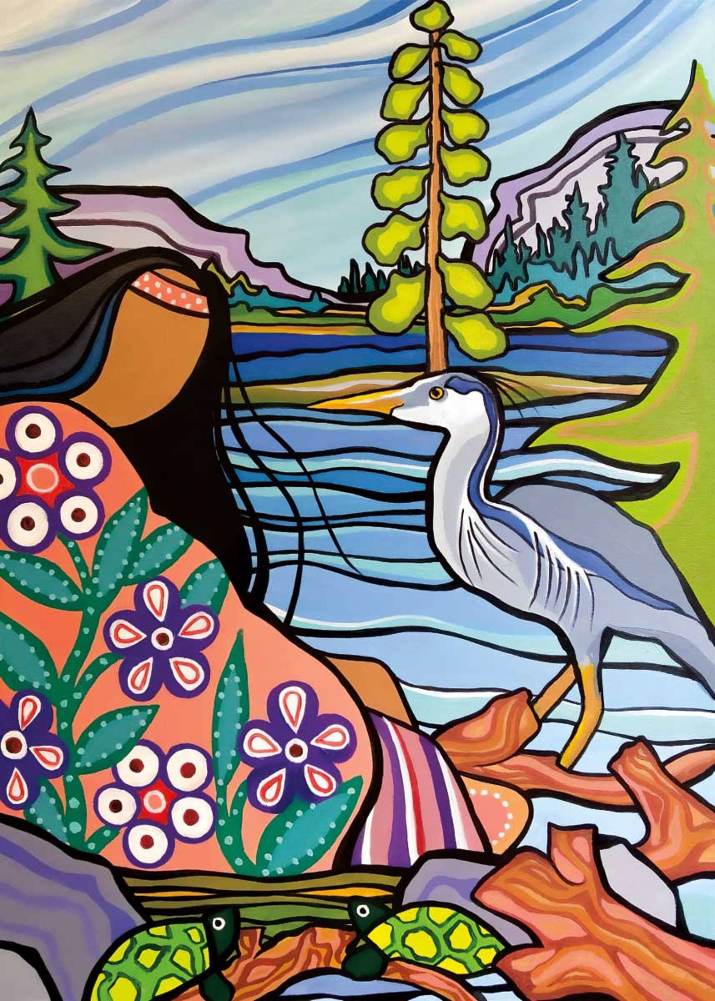 Appreciation For Our Waters by Pam Cailloux, Indigenous Art Card, Framed Art Card, Métis Artist