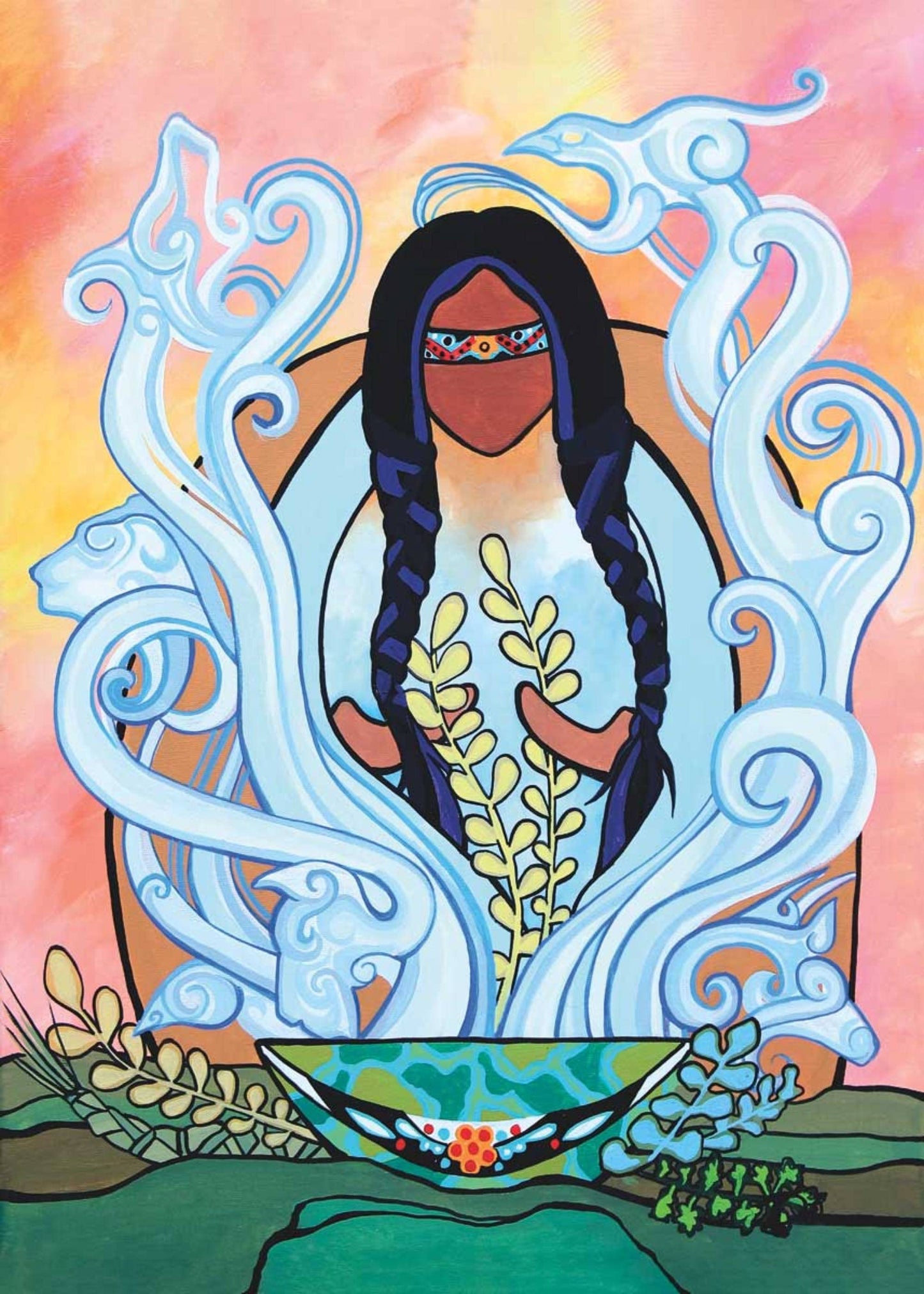 The Power Of Healing by Pam Cailloux, Indigenous Art Card, Framed Art Card, Métis Artist