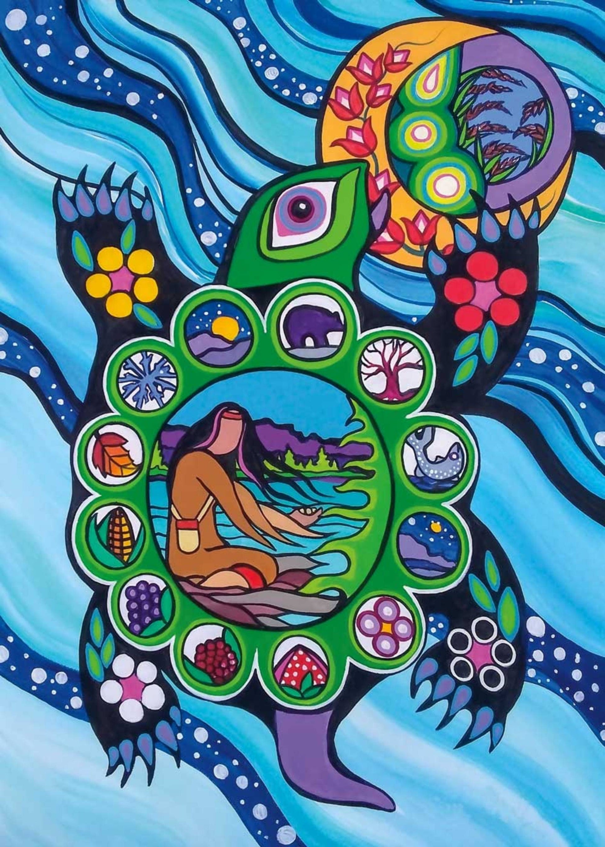 13 Moons by Pam Cailloux, Indigenous Art Card, Framed Art Card, Métis Artist