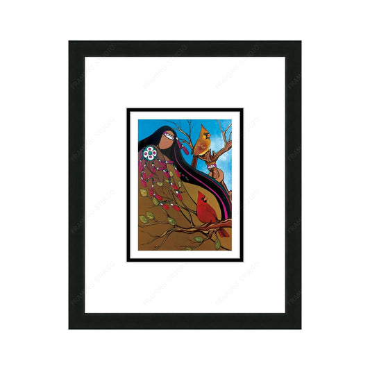 Two Messengers by Pam Cailloux, Indigenous Art Card, Framed Art Card, Métis Artist