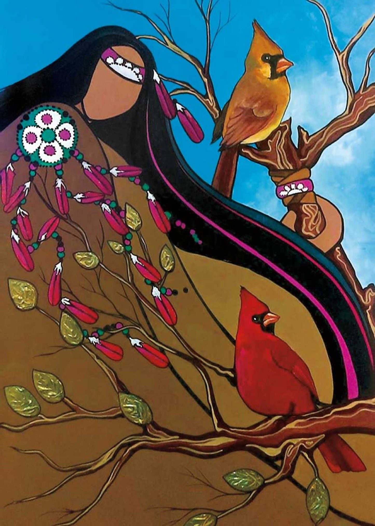 Two Messengers by Pam Cailloux, Indigenous Art Card, Framed Art Card, Métis Artist