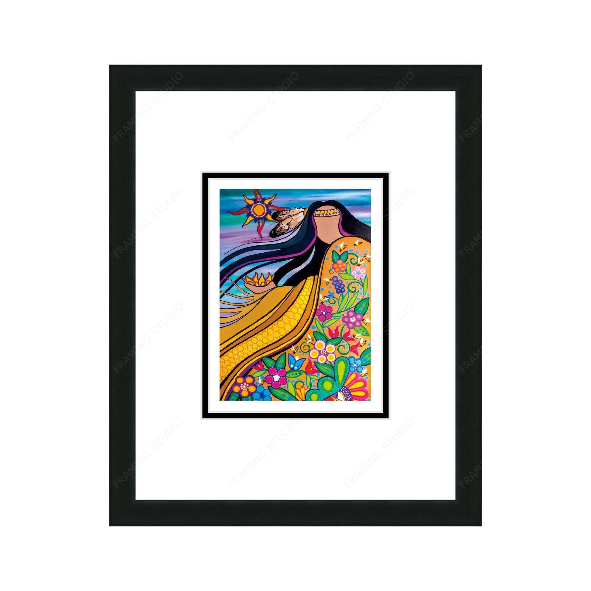 Bees Are Life by Pam Cailloux, Indigenous Art Card, Framed Art Card, Métis Artist