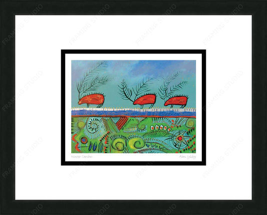 Winter Caribou by Alan Syliboy, Indigenous Art Card, Framed Art Card, Mi’kmaq Artist