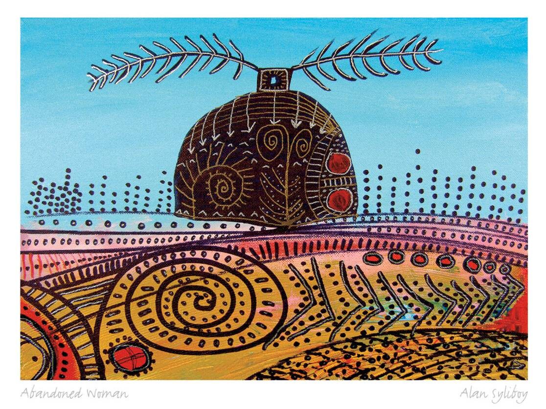 Abandoned Woman by Alan Syliboy, Indigenous Art Card, Framed Art Card, Mi’kmaq Artist