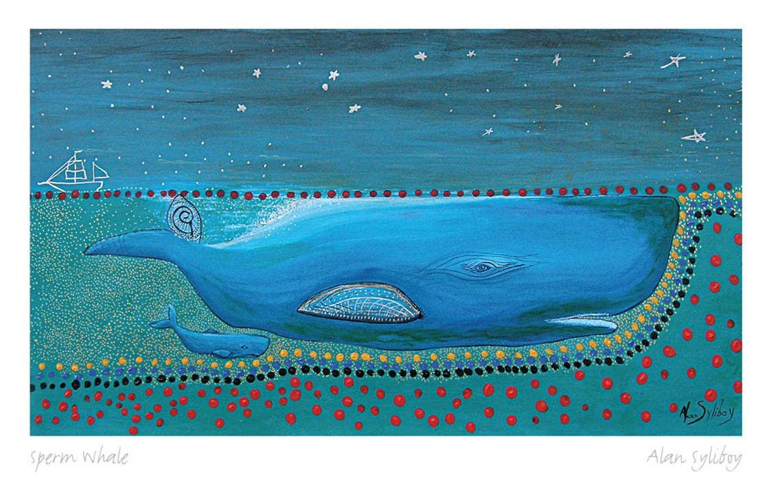 Sperm Whale by Alan Syliboy, Indigenous Art Card, Framed Art Card, Mi’kmaq Artist