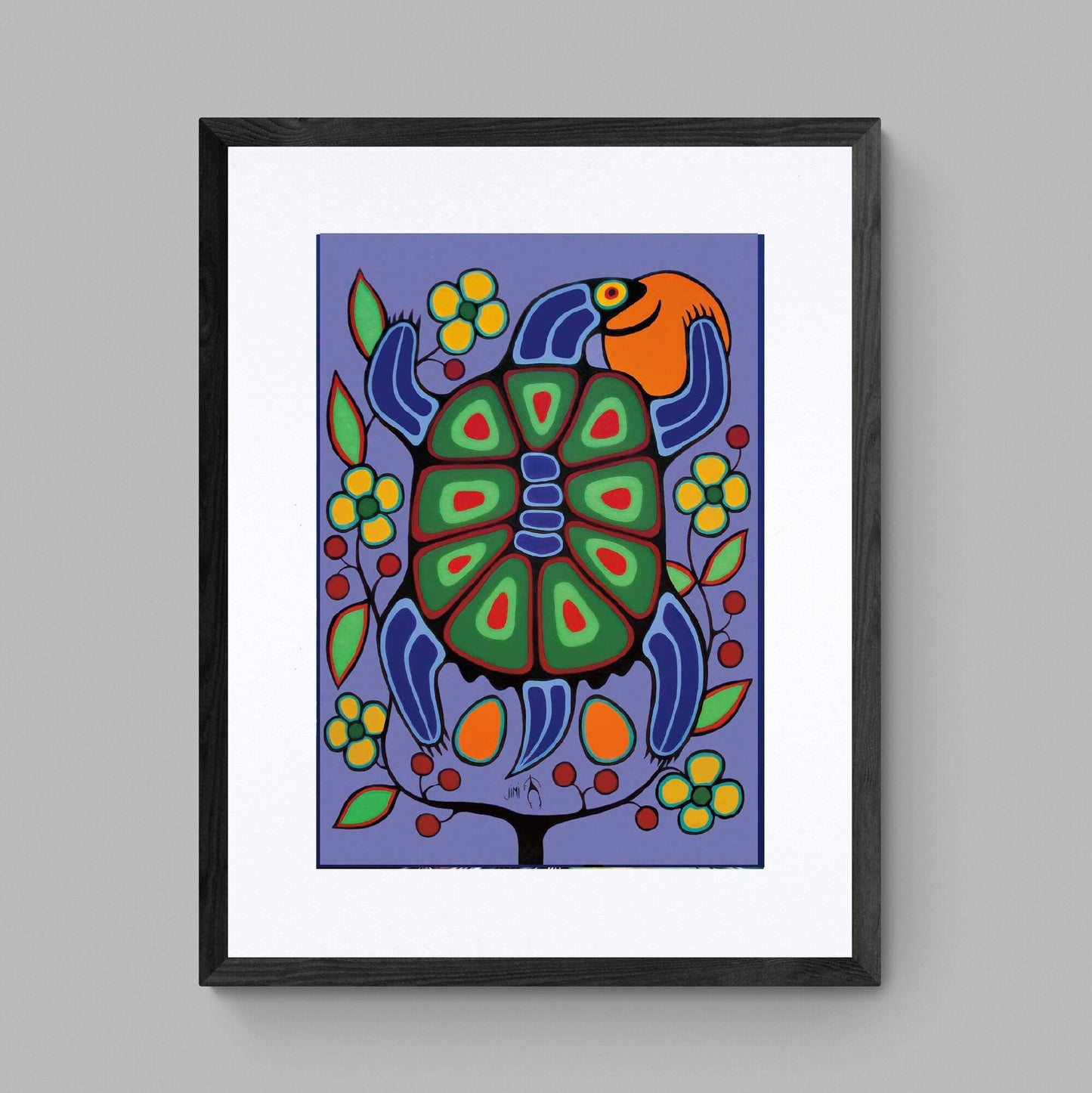 Turtle Mother by Jim Oskineegish Indigenous Art Print, First Nations, Ahnisnabae Culture, Native American Indian Decor