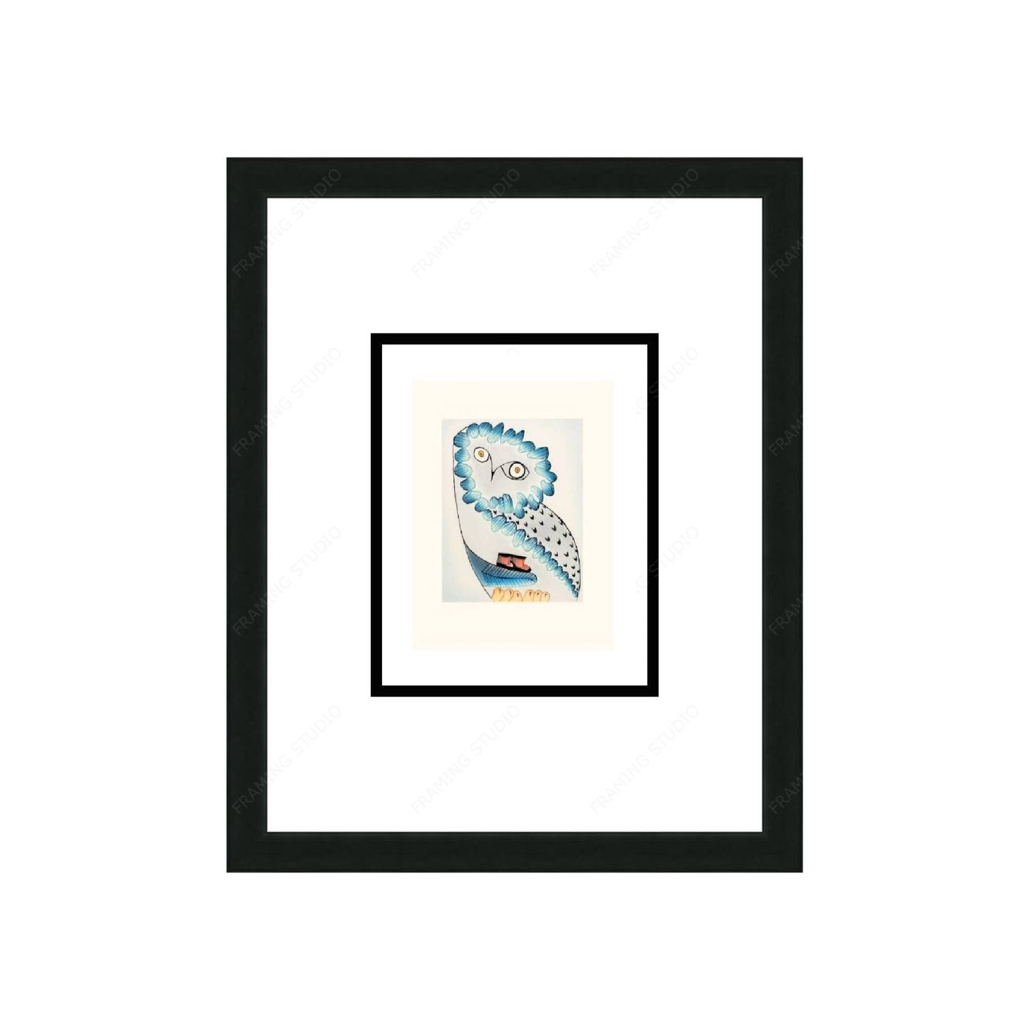 Owl’s Bequest by Ningiukulu Teevee, Inuit Art Card, Framed Art Card