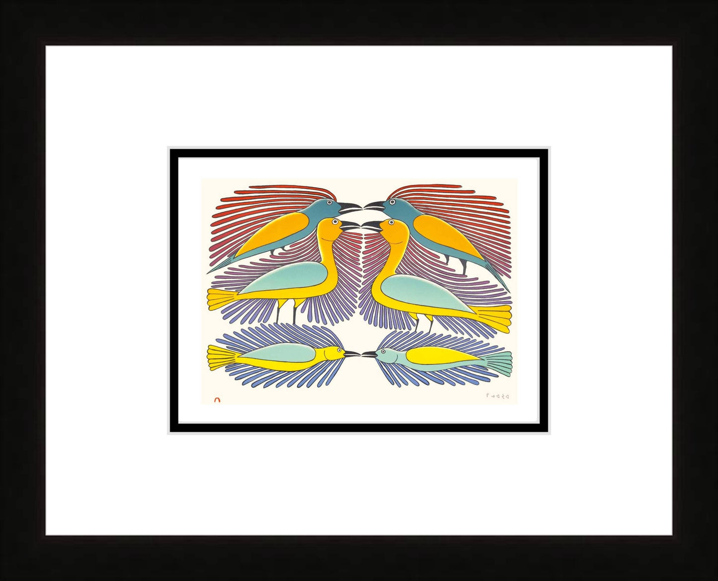 Mirrored Image, Lithograph, by Kenojuak Ashevak, Indigenous Inuit Art Card, Aboriginal Decor, Framed Art Card