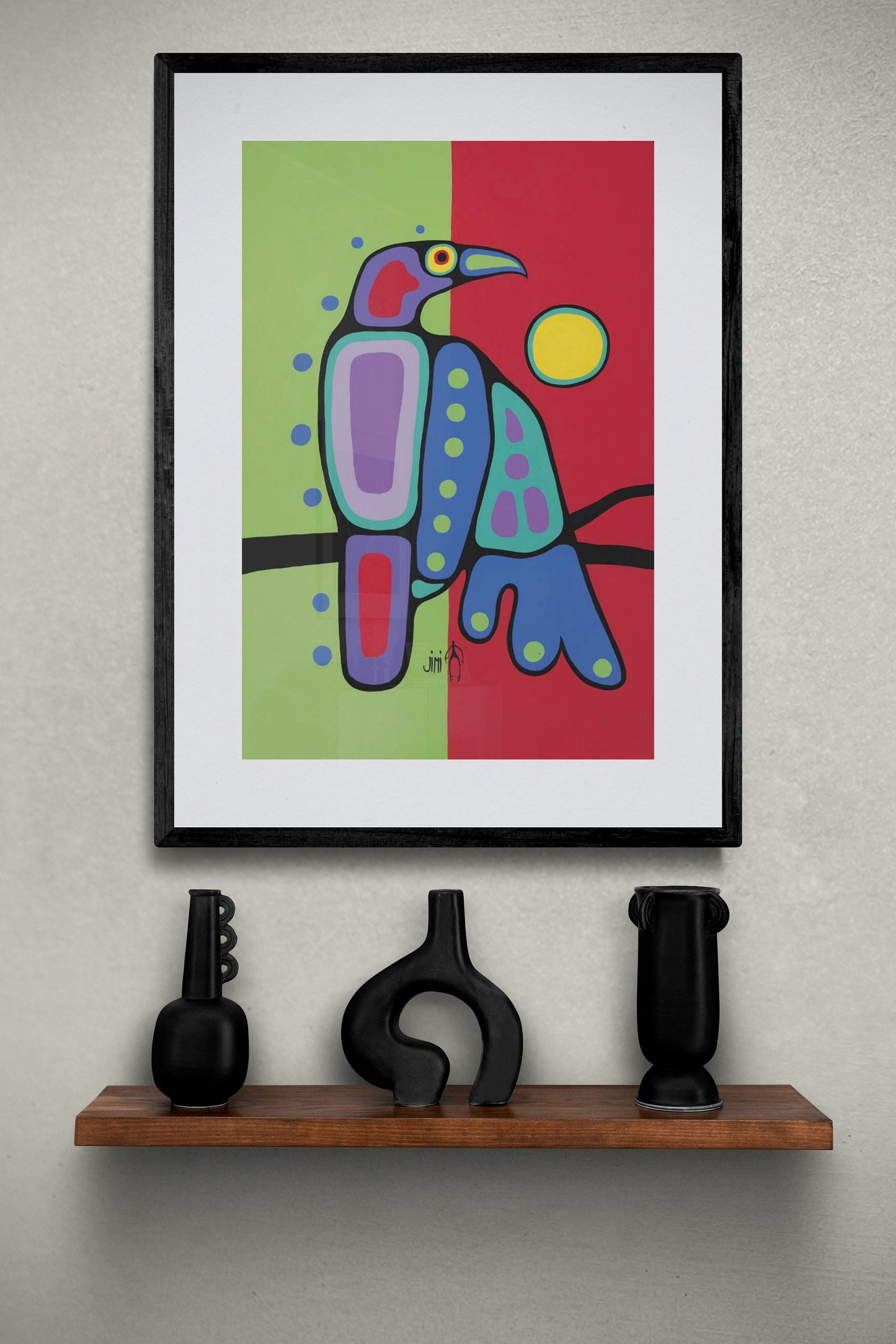 Crow by Jim Oskineegish Indigenous Art Print, First Nations, Ahnisnabae Culture, Native American Indian Decor