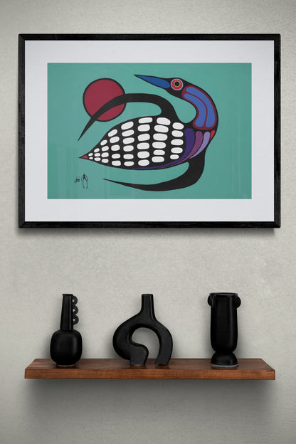 Majestic Loon by Jim Oskineegish Indigenous Art Print, First Nations, Ahnisnabae Culture, Native American Indian Decor