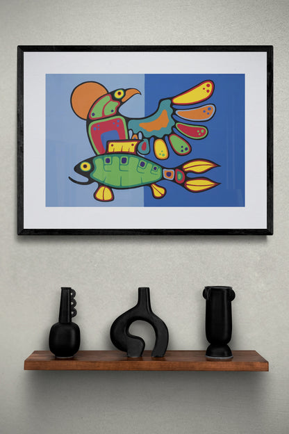 Come Together by Jim Oskineegish Indigenous Art Print, First Nations, Ahnisnabae Culture, Native American Indian Decor, Eagle and Fish