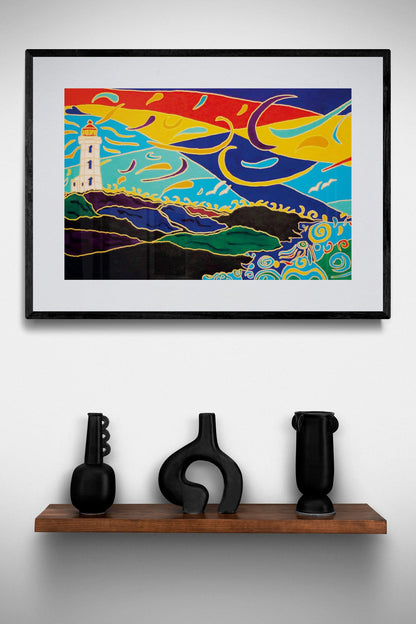 Peggy’s Cove by Dawn Oman Indigenous Art Print, First Nations, Métis, Chipewyan/Welsh, Culture, Native Americans Decor, Framed Print