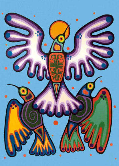 Peace, Love and Joy by Jim Oskineegish Indigenous Art Print, First Nations, Ahnisnabae Culture, Native American Indian Decor