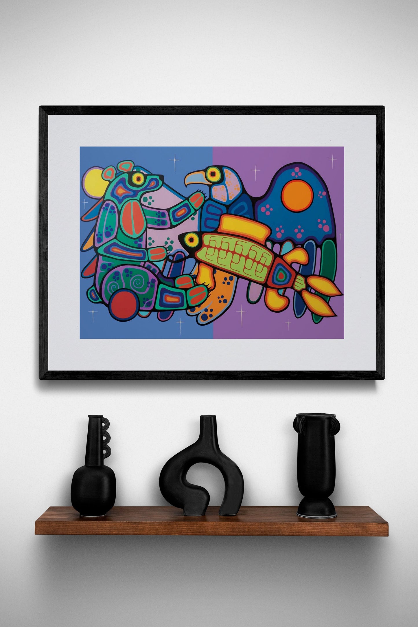 Three Clans Meet Again by Jim Oskineegish Indigenous Art Print, First Nations, Ahnisnabae Culture, Native American Indian Decor