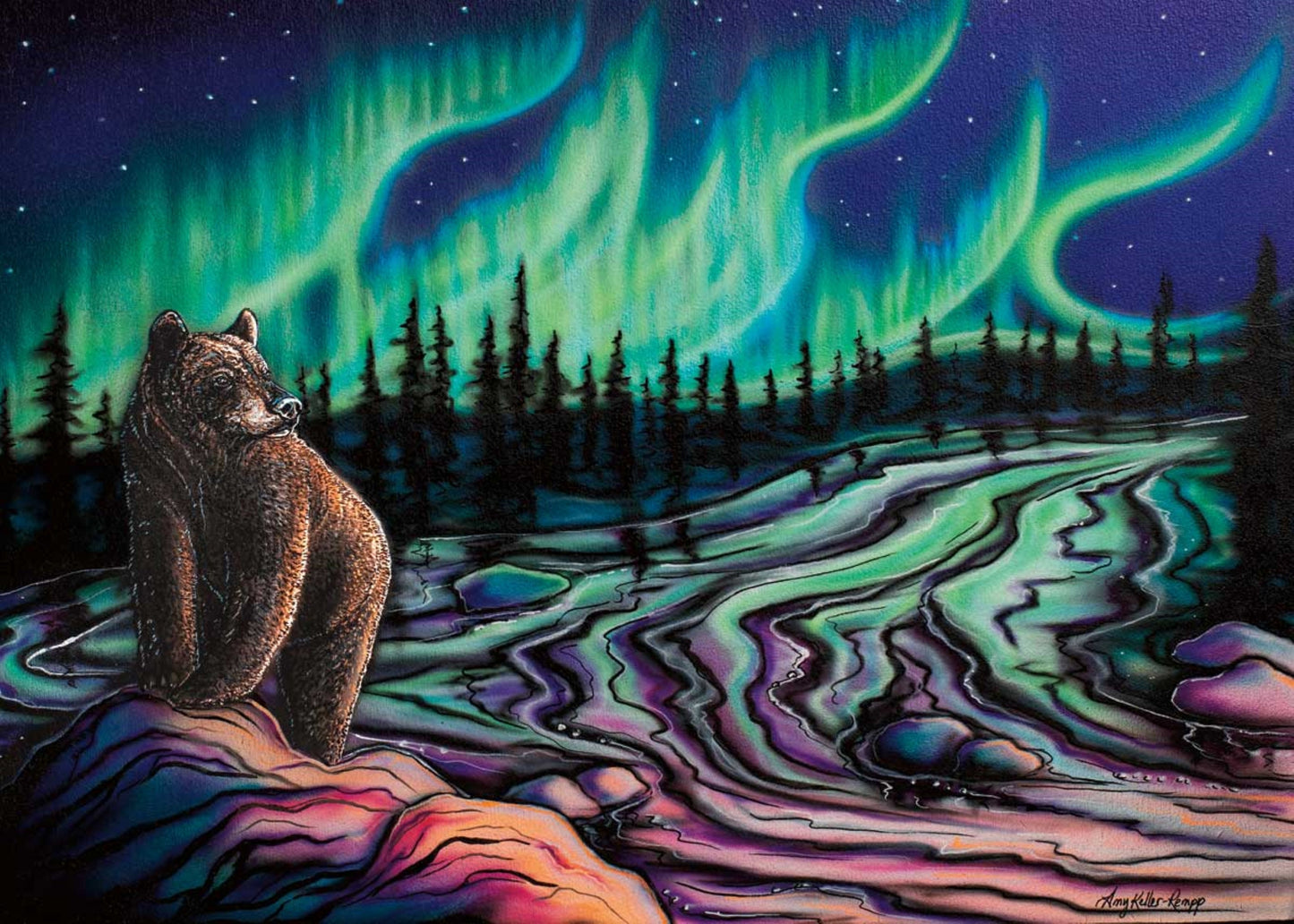 Sky Dance Northern Light By Amy Keller-Rempp Indigenous Art Print, Métis, First Nations, Native Americans Indian Decor, Aurora Borealis