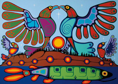 Summer Sunrise by Jim Oskineegish Indigenous Art Print, First Nations, Ahnisnabae Culture, Native American Indian Decor