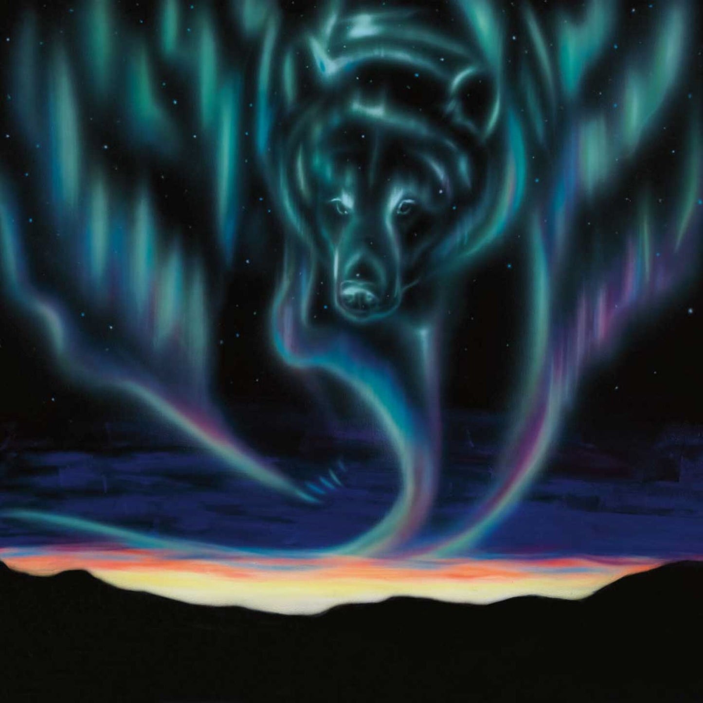 Sky Dance – Bear By Amy Keller-Rempp Indigenous Art Print, First Nations, Native Americans, Northern Lights, Aurora Borealis