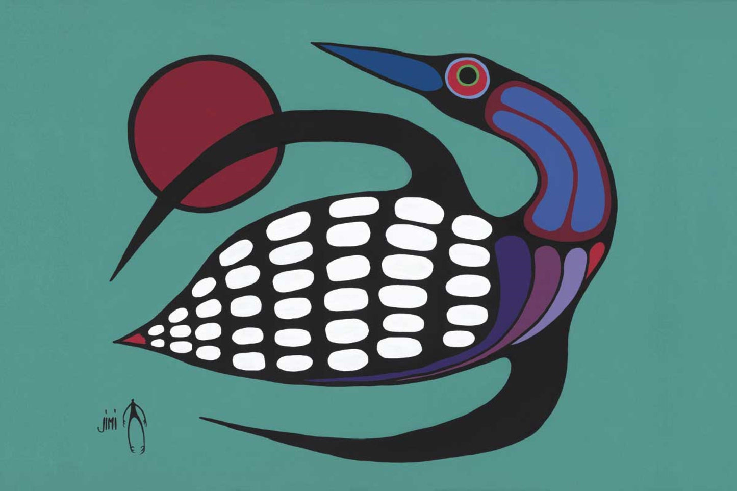 Majestic Loon by Jim Oskineegish Indigenous Art Print, First Nations, Ahnisnabae Culture, Native American Indian Decor