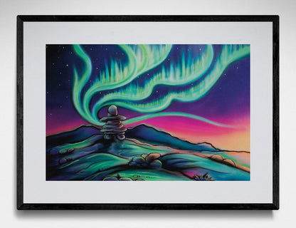 Sky Dance Friendly Skies By Amy Keller-Rempp Indigenous Art Print, First Nations, Native Americans Decor, Northern Lights, Aurora Borealis