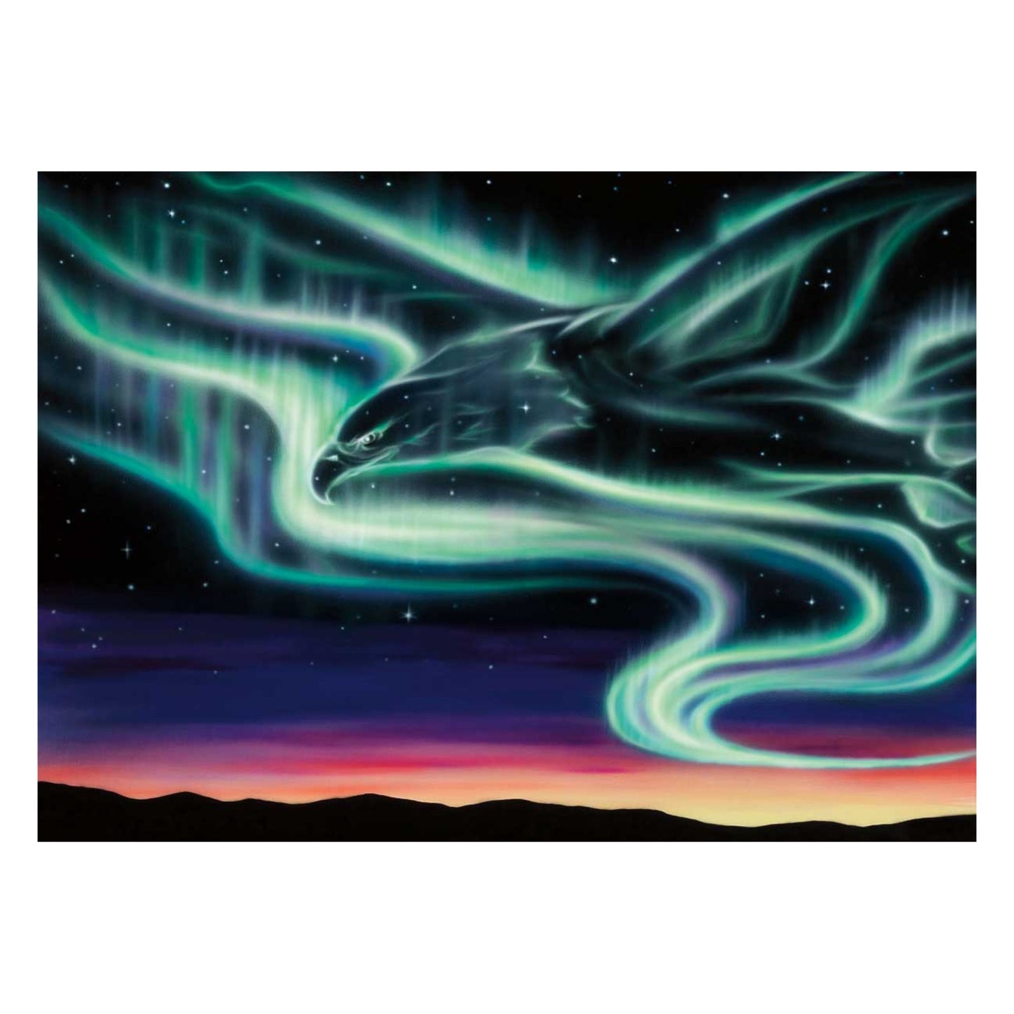 Spawning By Amy Keller-Rempp Indigenous Art Print, Eagle, First Nations, Métis, Native Americans Decor, Northern Lights, Aurora Borealis