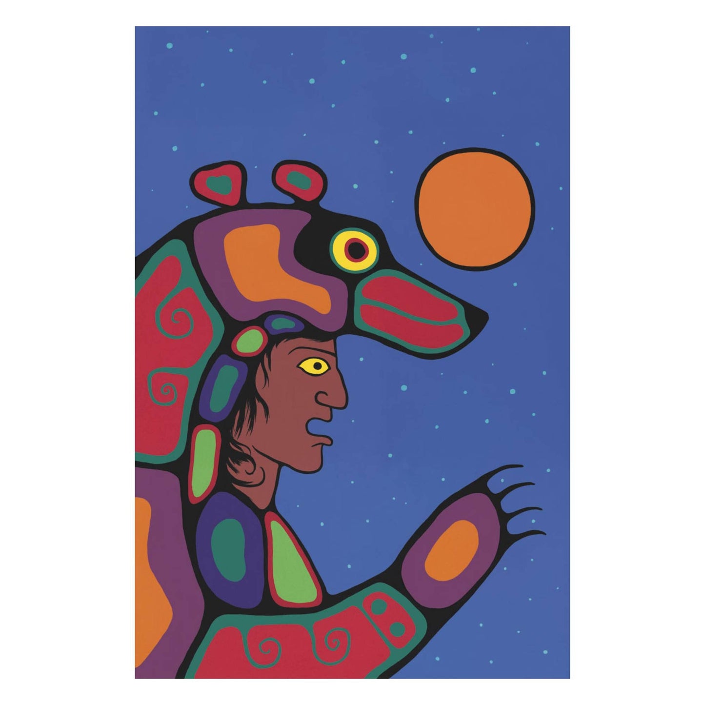 Bear Sky by Jim Oskineegish Indigenous Art Print, First Nations, Ahnisnabae Culture, Native American Indian Decor