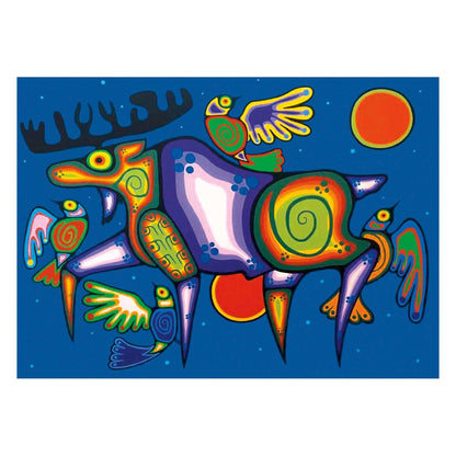 Spirit Moose by Jim Oskineegish Indigenous Art Print, First Nations, Ahnisnabae Culture, Native American Indian Decor