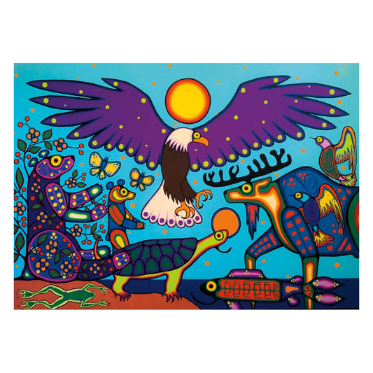 Where Sky, Water and Land Meet by Jim Oskineegish Indigenous Art Print, First Nations, Ahnisnabae Culture, Native American Indian Decor