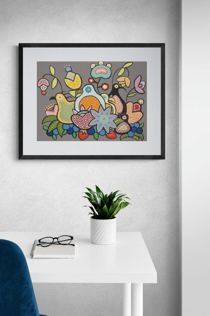 The Gatherings by Donna Langhorne Indigenous Art Print, First Nations, Anishinaabe Nation, Native Americans Decor, Framed Art