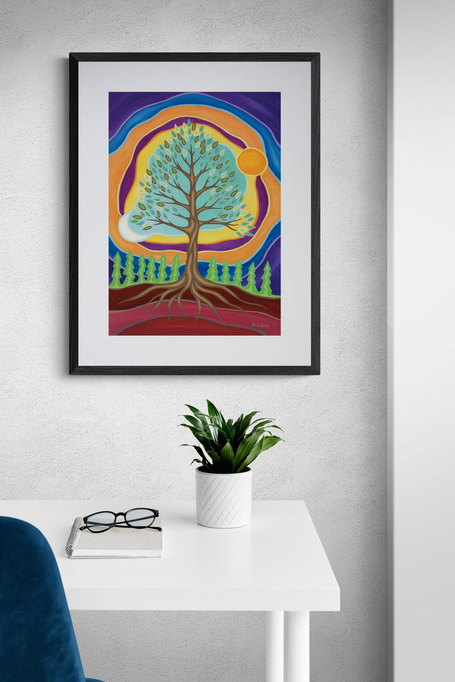 Positive Energy Exchange By Patrick Hunter Indigenous Art Print, First Nations, Ojibway, Native Americans Indian Decor, Framed Art