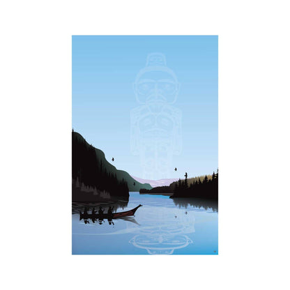 Winter Canoe Warrior Spirit By Mark Preston, Indigenous Art Print, First Nations, Native Americans, Tlingit, Yukon Territory, Framed Art