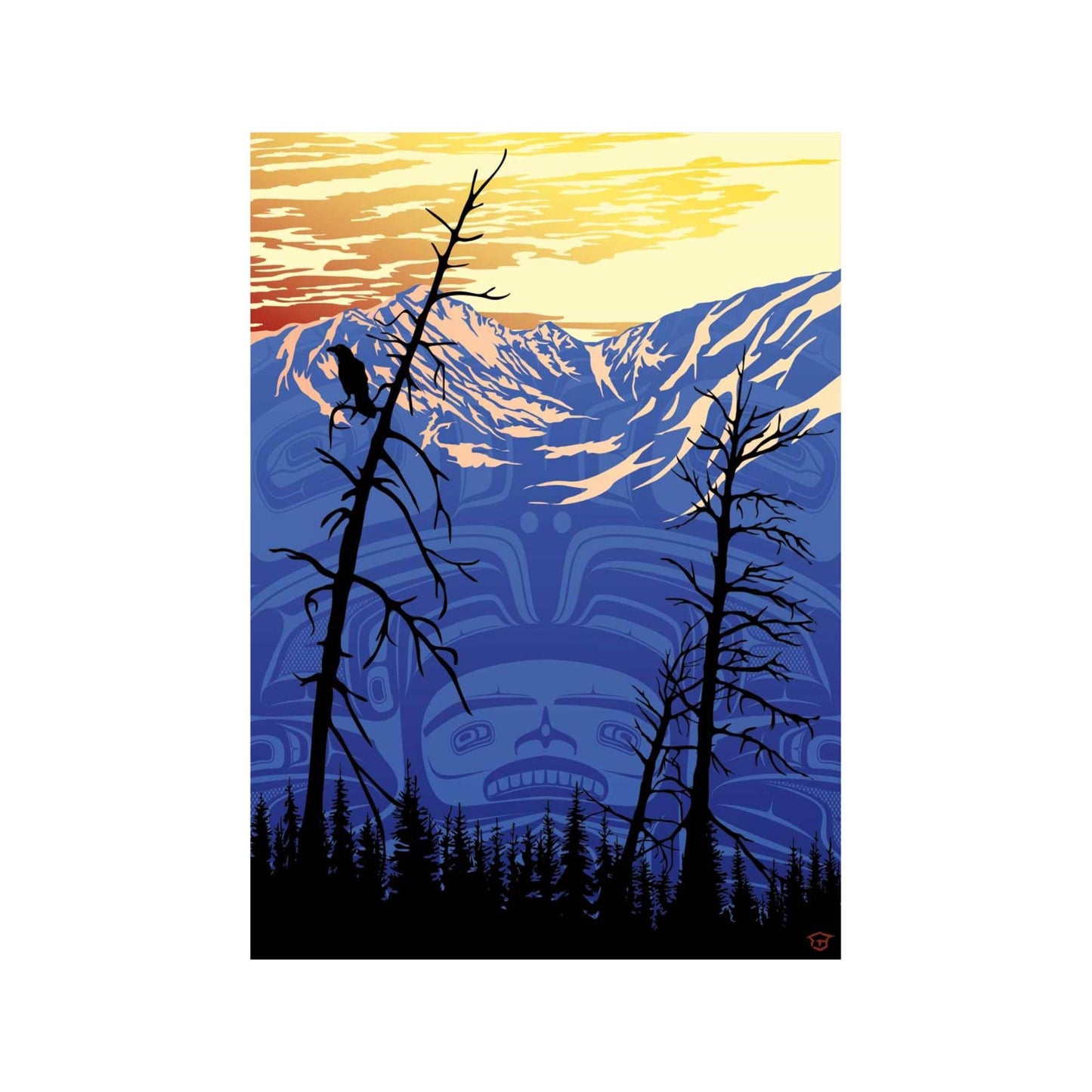 Best Friend at Sunset By Mark Preston, Indigenous Art Print, First Nations, Native Americans, Tlingit, Yukon Territory, Framed Art