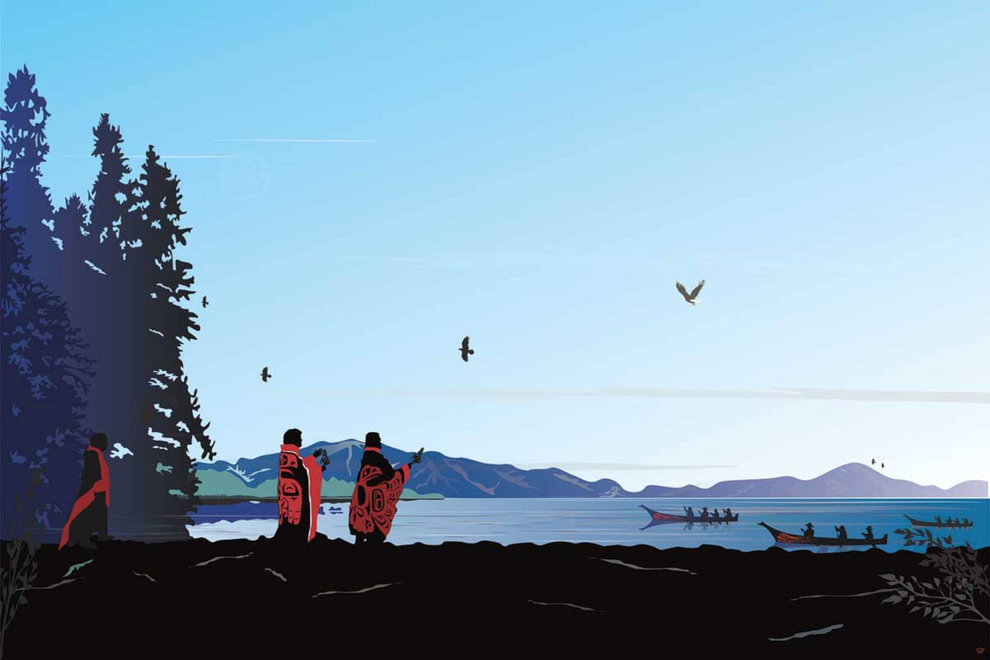 Welcoming By Mark Preston, Indigenous Art Print, First Nations, Native Americans, Tlingit, Yukon Territory, Framed Art