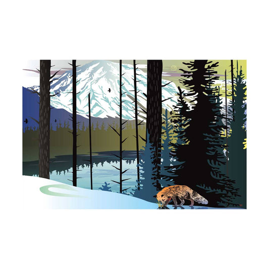 Fox Winter Mountains By Mark Preston, Indigenous Art Print, First Nations, Native Americans, Tlingit, Yukon Territory, Framed Art