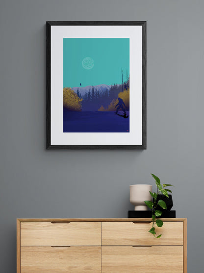 Sasquatch By Mark Preston, Indigenous Art Print, First Nations, Native Americans, Tlingit, Yukon Territory, Framed Art