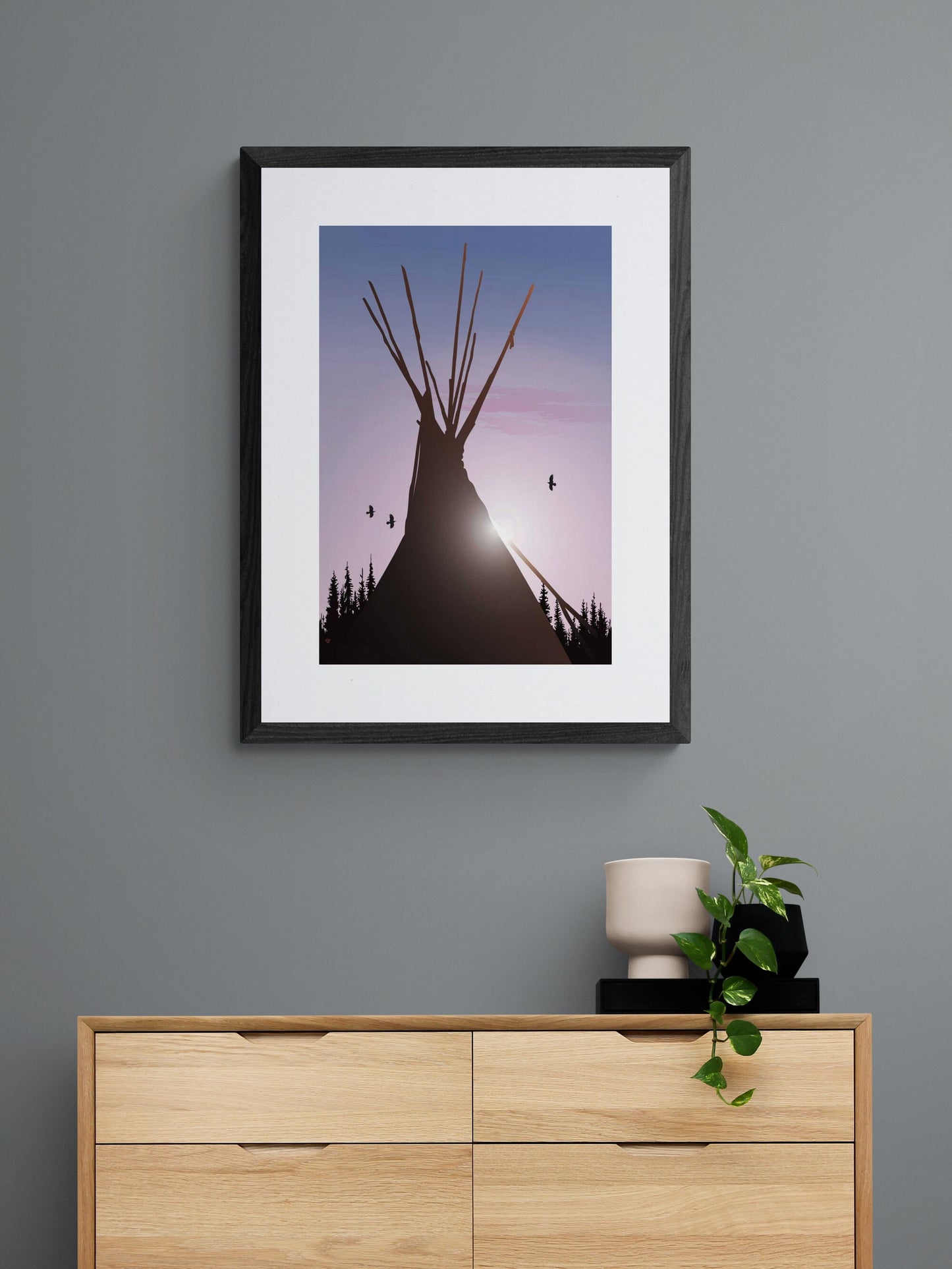 Tee Pee By Mark Preston, Indigenous Art Print, First Nations, Native Americans, Tlingit, Yukon Territory, Framed Art