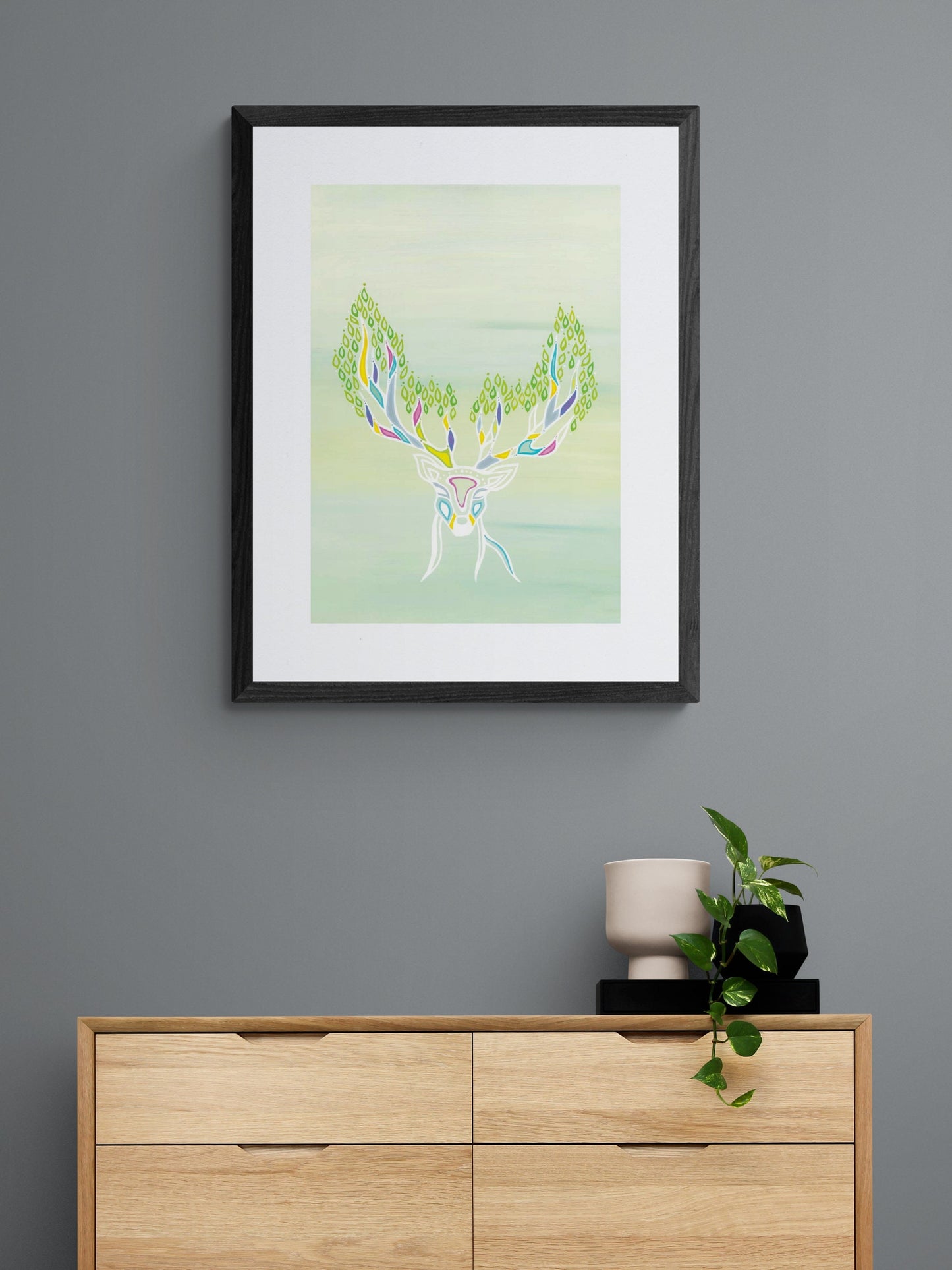 Deer Spirit By Patrick Hunter Indigenous Art Print, First Nations, Ojibway, Native Americans Indian Decor, Framed Art