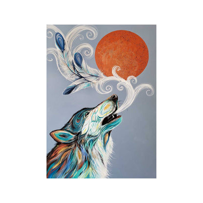 Cree Wolf Call By Carla Joseph, Indigenous Art Print, First Nations, Native Americans, Framed Art