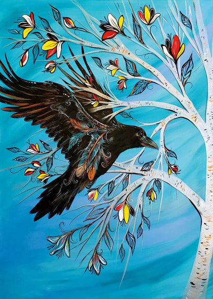 Raven Tree By Carla Joseph, Indigenous Art Print, First Nations, Native Americans, Cree, Framed Art