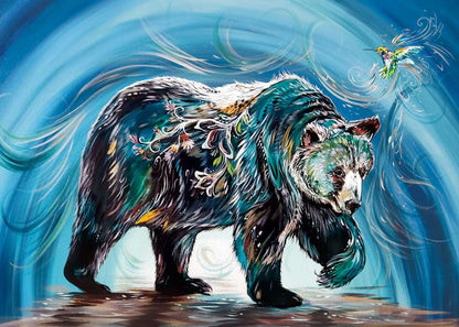 Bear With Hummingbird By Carla Joseph, Indigenous Art Print, First Nations, Native Americans, Cree, Métis, Framed Art