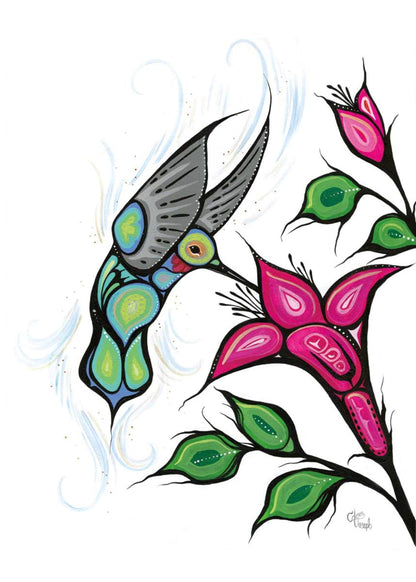 Flight of the Hummingbird By Carla Joseph, Indigenous Art Print, First Nations, Native Americans, Cree, Métis, Framed Art