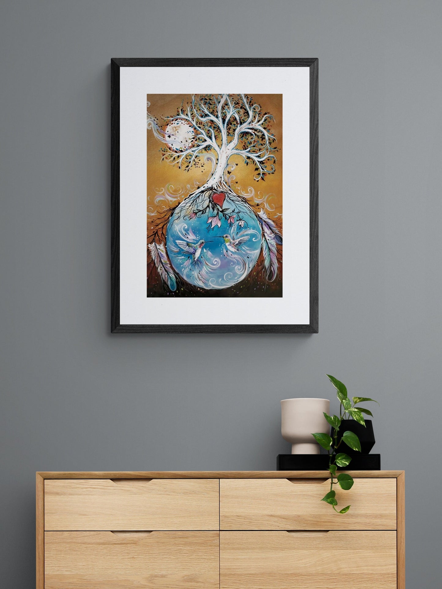 Tree of Life By Carla Joseph, Indigenous Art Print, First Nations, Native Americans, Cree, Métis, Framed Art