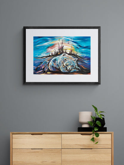 Sleepy Bear By Carla Joseph, Indigenous Art Print, First Nations, Native Americans, Cree, Métis, Framed Art