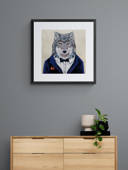 Wolf of Bay Street By Wynne Parkin,  Canadian Artist, Canadiana Art Print, Framed Art