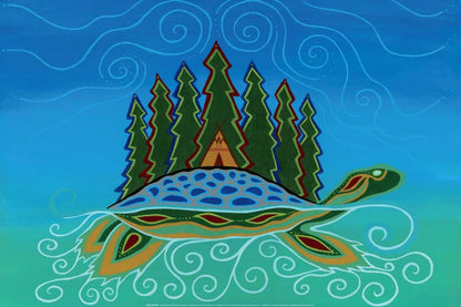 Turtle Island By Patrick Hunter Indigenous Art Print, First Nations, Ojibway, Native Americans Indian Decor, Framed Art